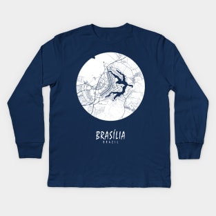 Brasilia, Brazil City Map - Full Moon Kids Long Sleeve T-Shirt